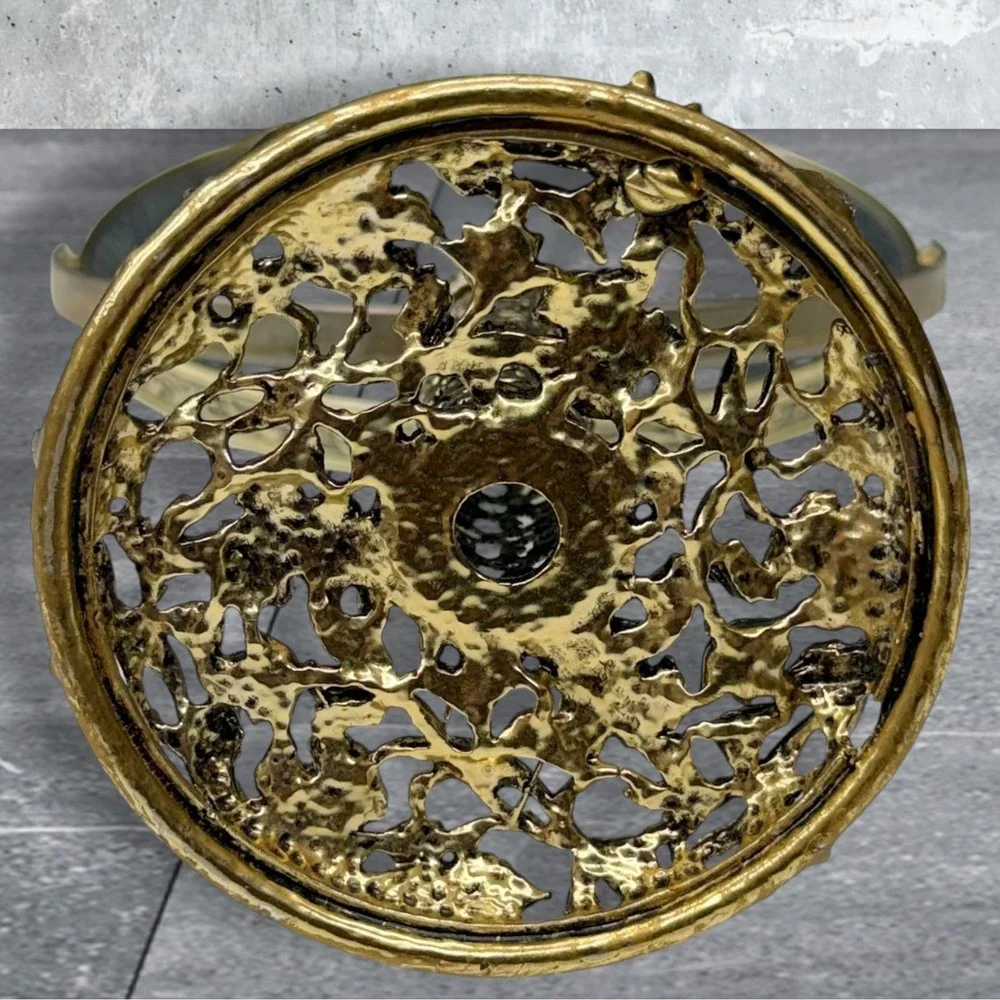 Vtg Japan Gold/Silver Filigree Vanity Mirror Swivel Floral Rose Pedestal Decor